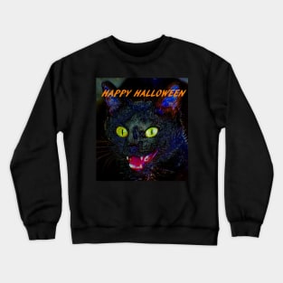 Custom Halloween card Black Cat Crewneck Sweatshirt